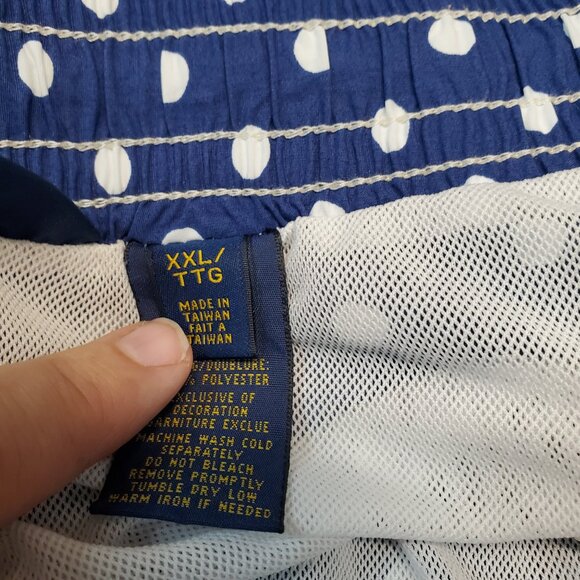 Vintage Polo Ralph Lauren Blue White Polka Dot Swimsuit Swim Trunks Men XXL - Picture 5 of 12